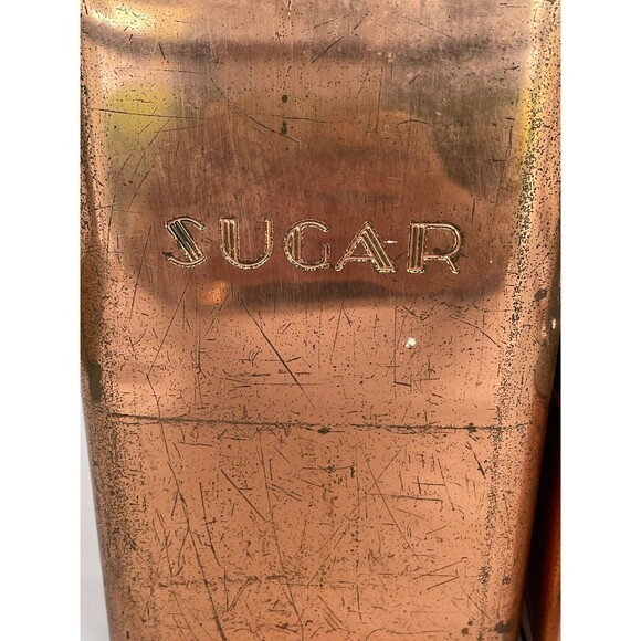 Set of 2 MCM Vintage Garner Ware Copper Metal Canisters Sugar & Tea Mid Century - Picture 2 of 12